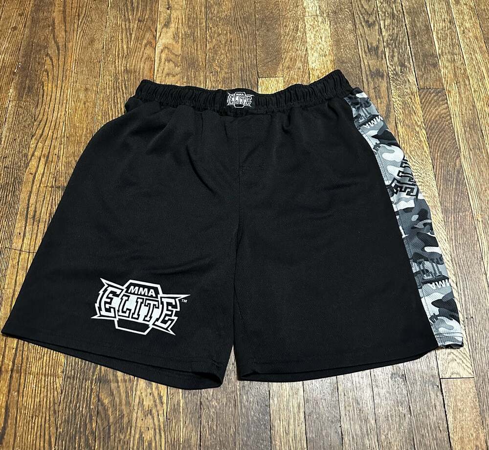 Y2K MMA Elite Men's Black Athletic Training Shorts with Camo Side Panels XL